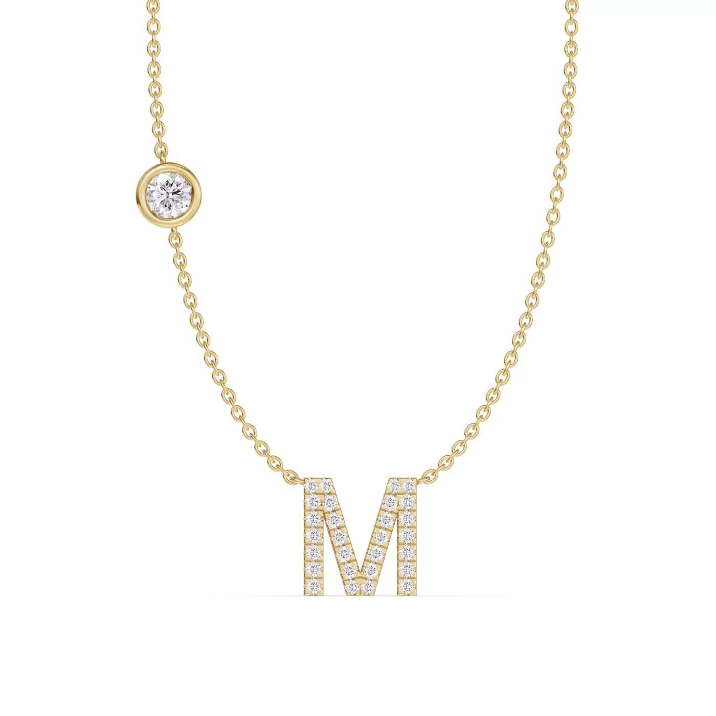 Personalized Initial 14K Yellow Gold Engagement Ring