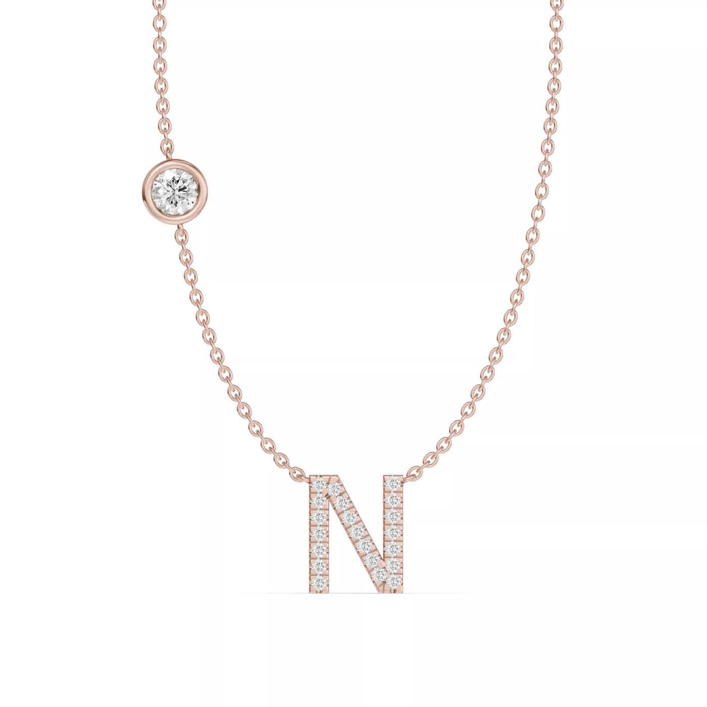 Personalized Initial 14K Rose Gold Engagement Ring