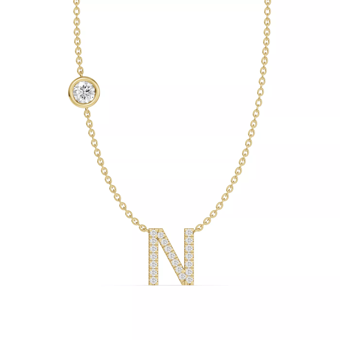 Personalized Initial 14K Yellow Gold Engagement Ring