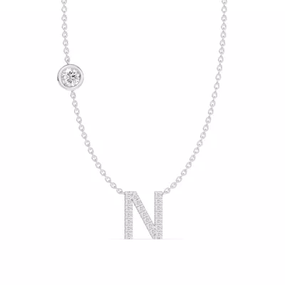 Bezel Diamond Pavé Initial Necklace - N