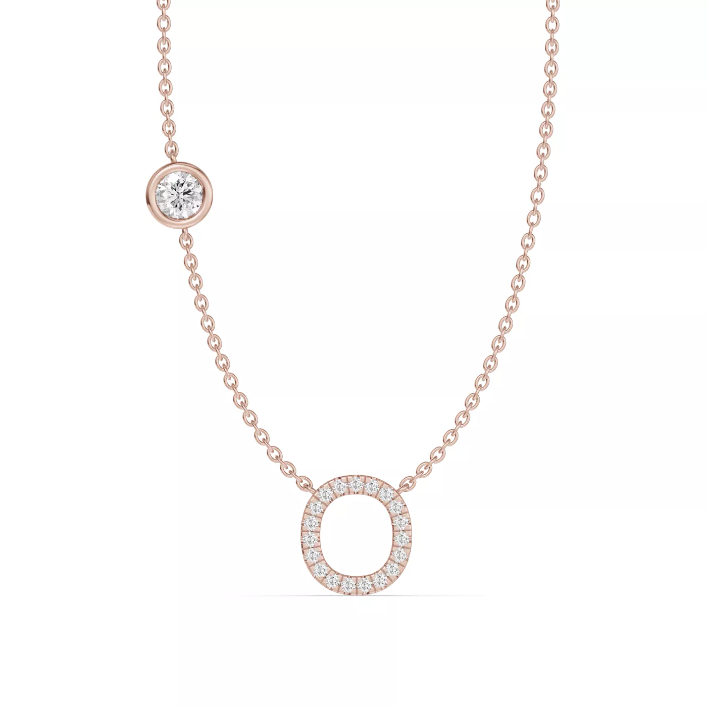 Personalized Initial 14K Rose Gold Engagement Ring
