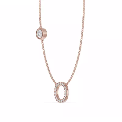 Bezel Diamond Pavé Initial Necklace - O