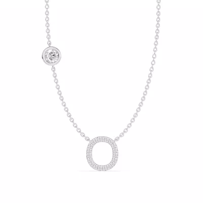 Bezel Lab Diamond Pavé Initial Necklace - O