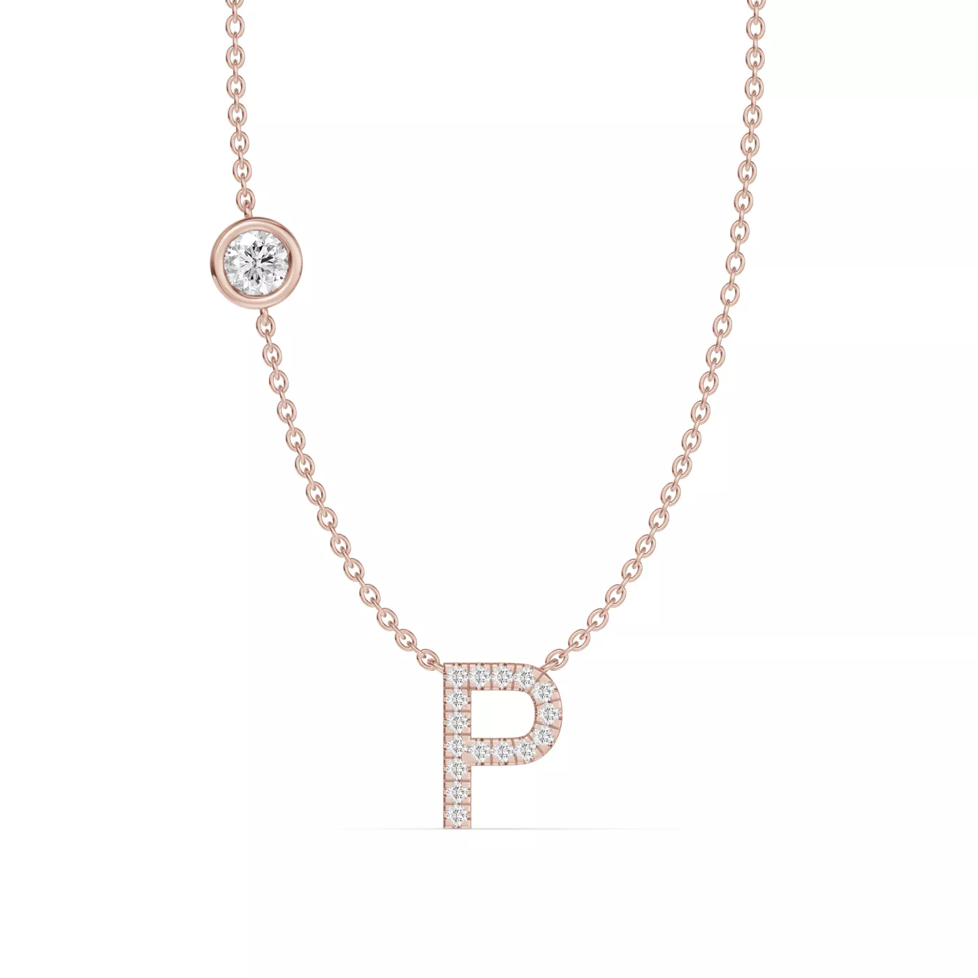 Personalized Initial 14K Rose Gold Engagement Ring