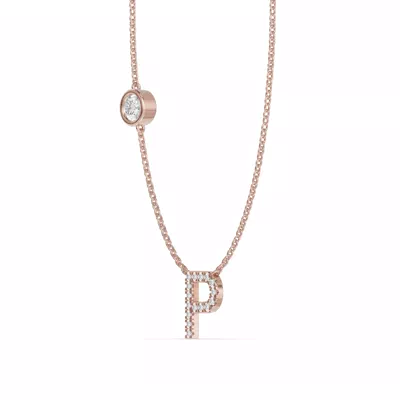 Bezel Diamond Pavé Initial Necklace - P