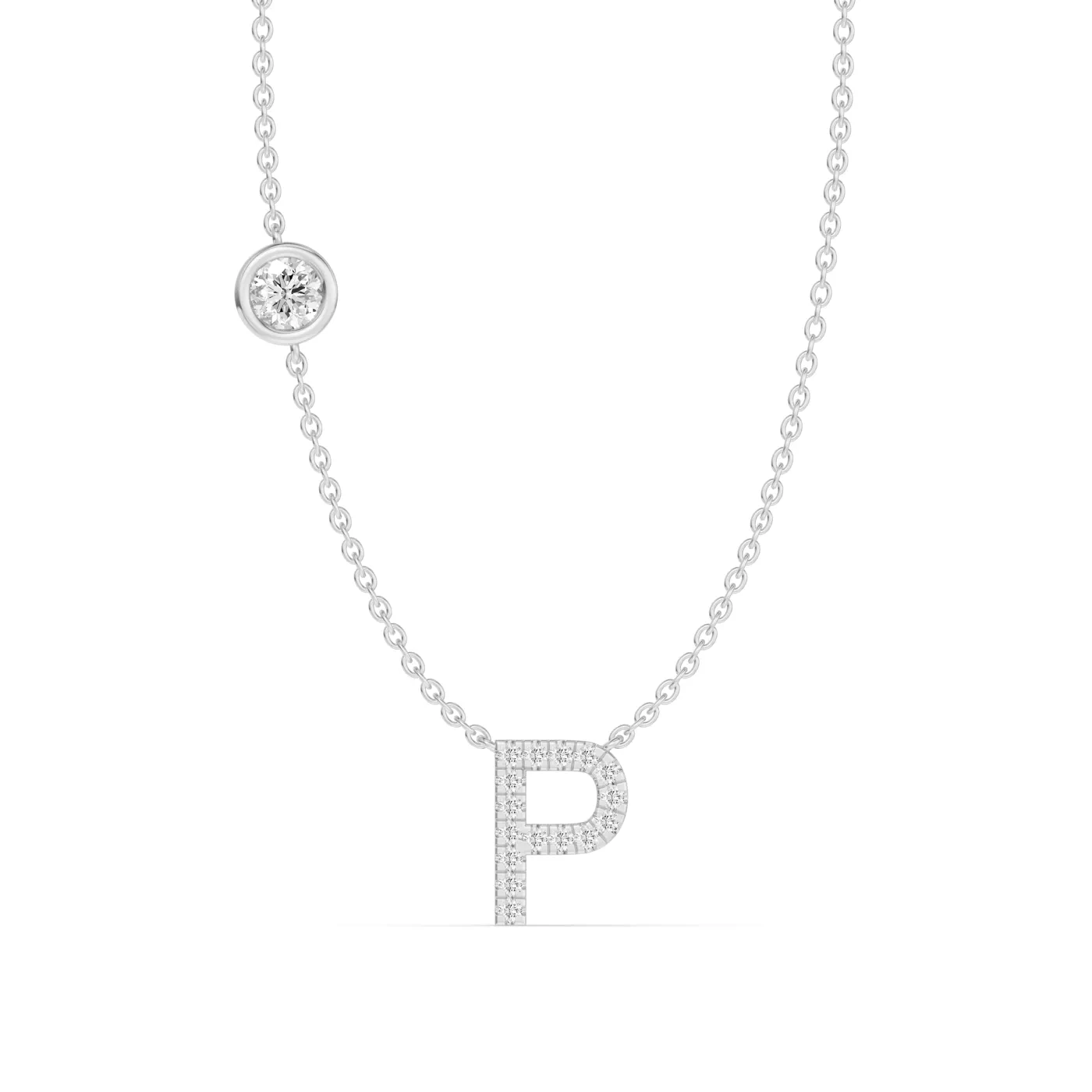 Personalized Initial 14K White Gold Engagement Ring