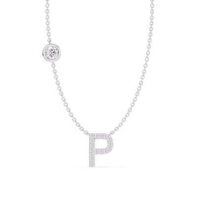 Bezel Lab Diamond Pavé Initial Necklace - P