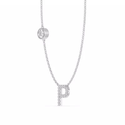 Bezel Lab Diamond Pavé Initial Necklace - P