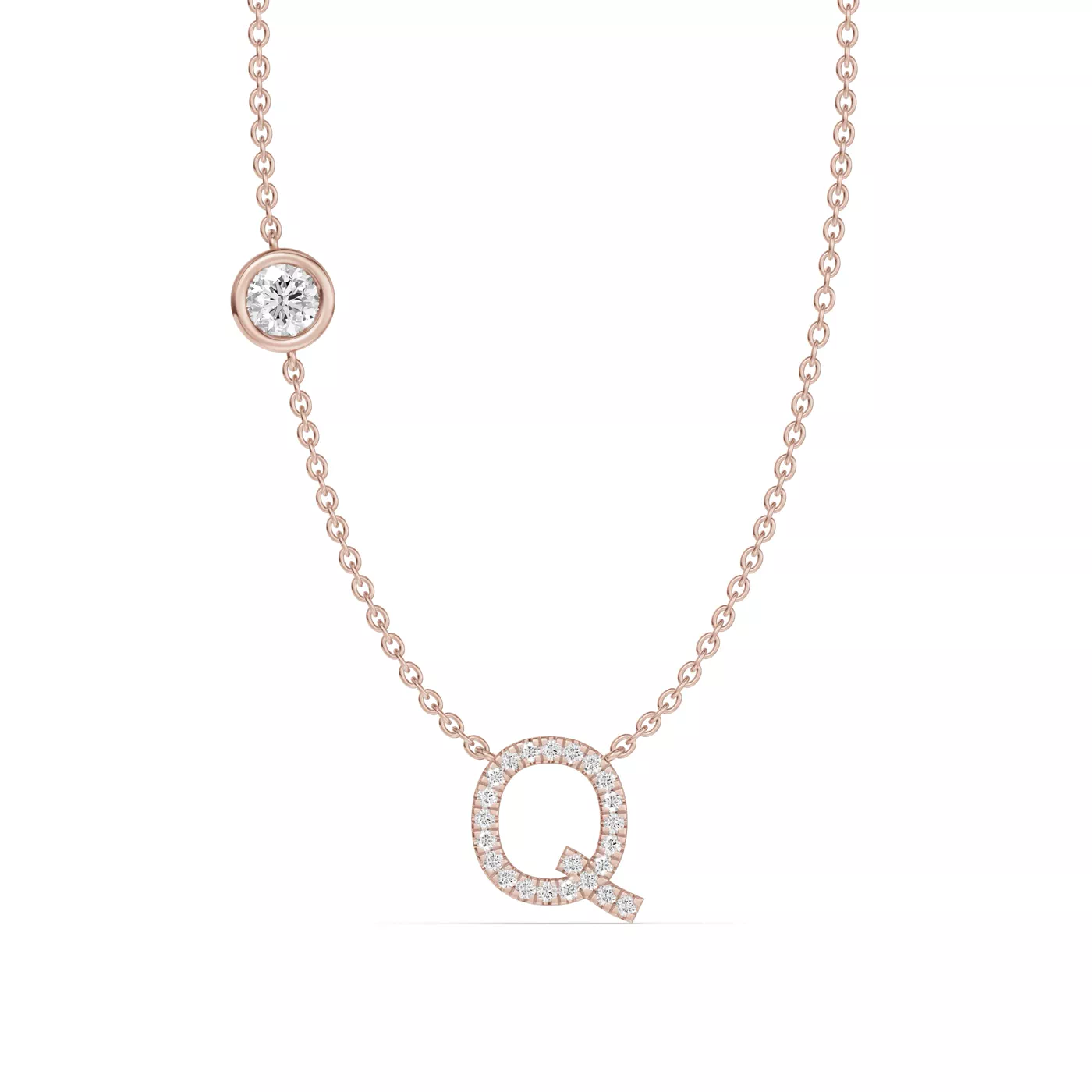 Personalized Initial 14K Rose Gold Engagement Ring