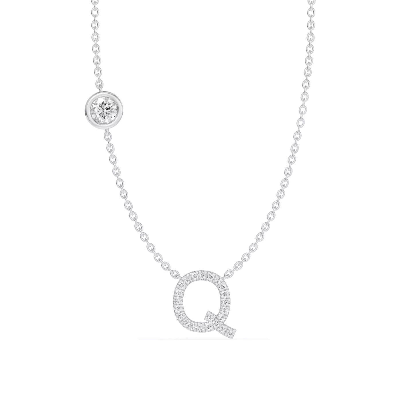 Personalized Initial 14K White Gold Engagement Ring