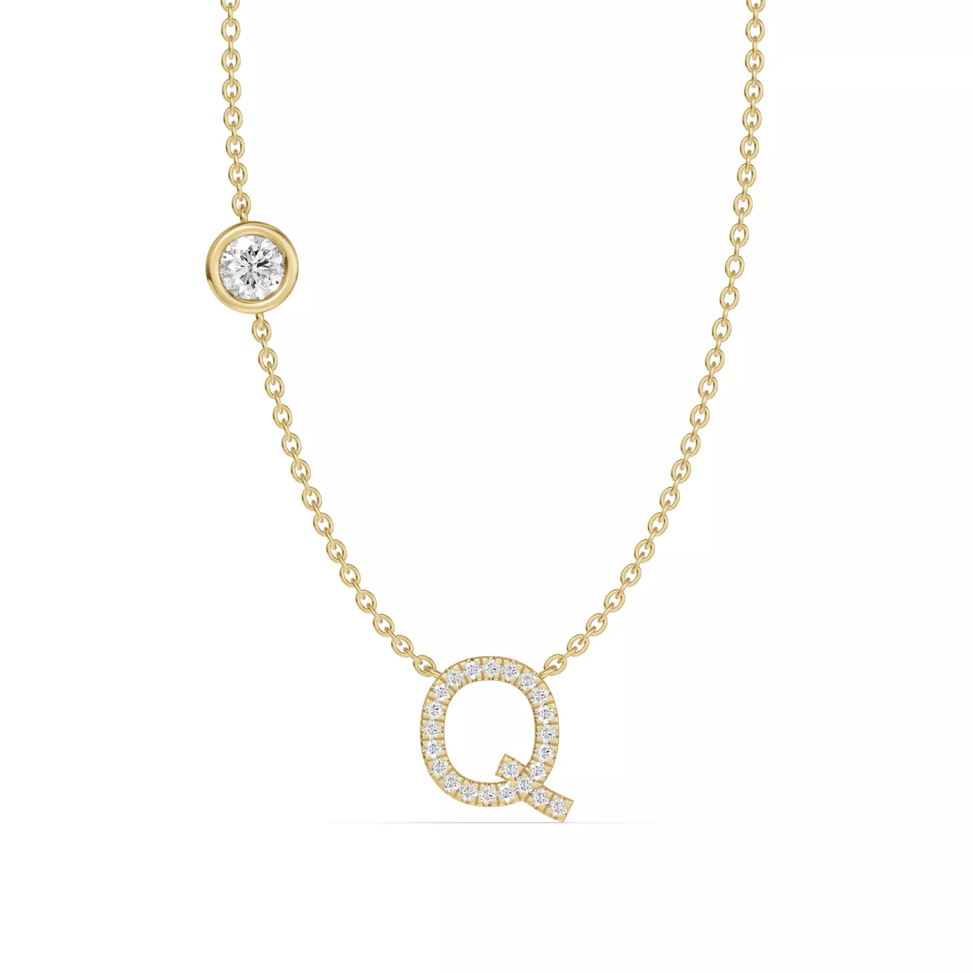 Personalized Initial 14K Yellow Gold Engagement Ring