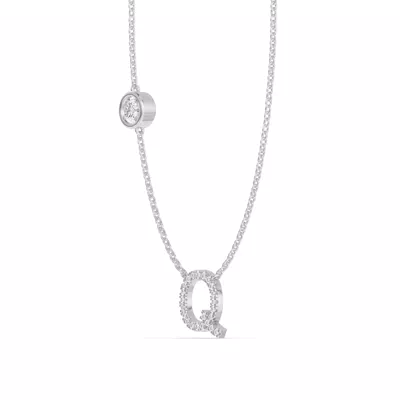 Bezel Lab Diamond Pavé Initial Necklace - Q
