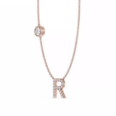 Bezel Lab Diamond Pavé Initial Necklace - R