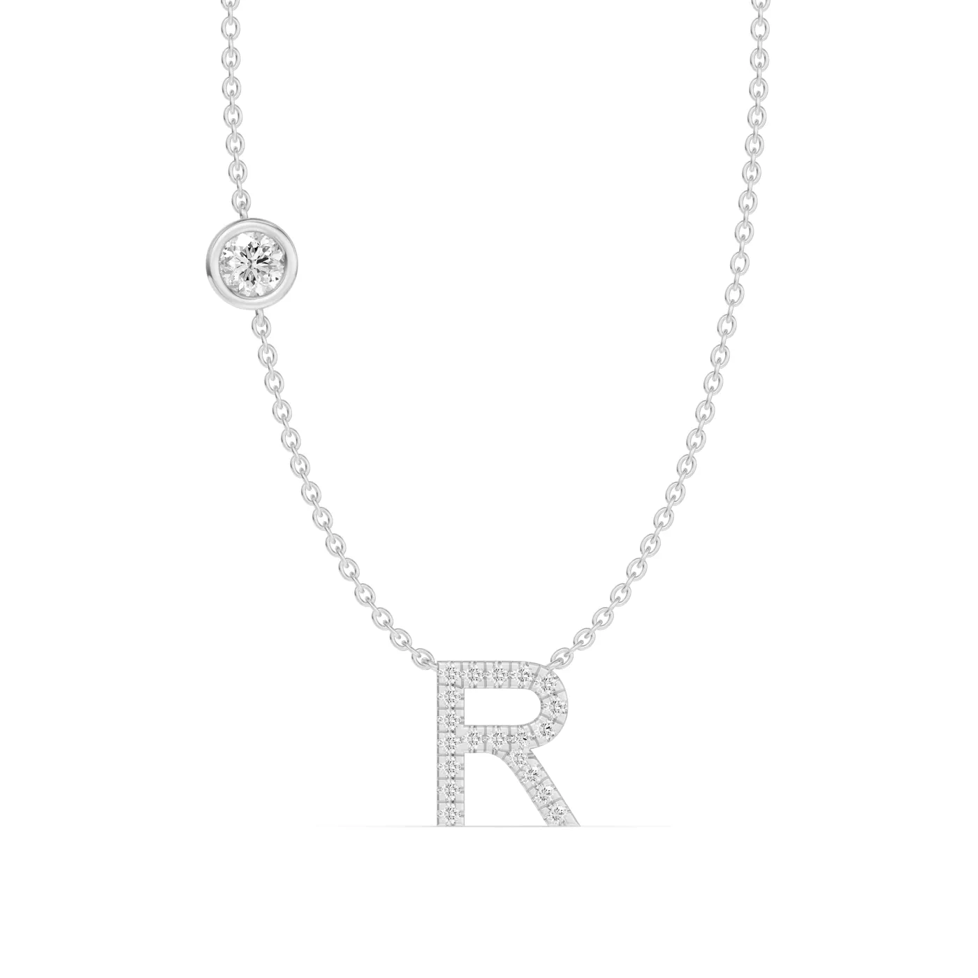 Personalized Initial 14K White Gold Engagement Ring
