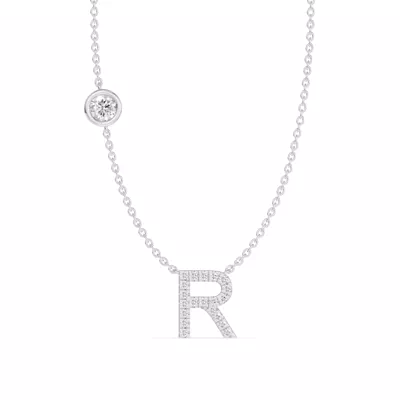 Bezel Lab Diamond Pavé Initial Necklace - R