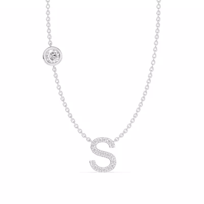 Bezel Diamond Pavé Initial Necklace - S