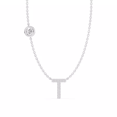 Bezel Diamond Pavé Initial Necklace - T
