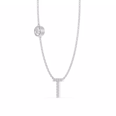 Bezel Diamond Pavé Initial Necklace - T