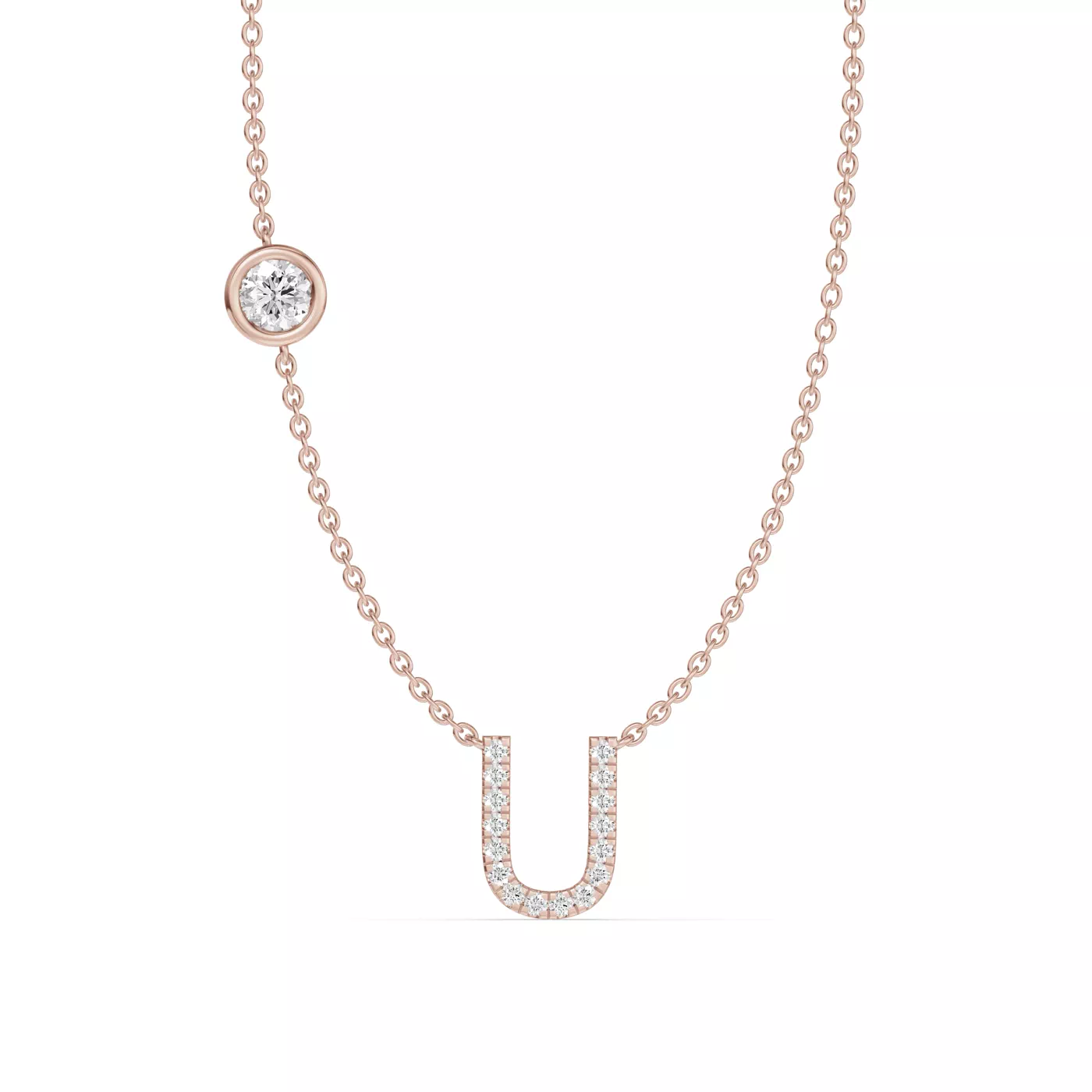 Personalized Initial 14K Rose Gold Engagement Ring
