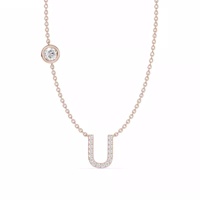 Bezel Diamond Pavé Initial Necklace - U