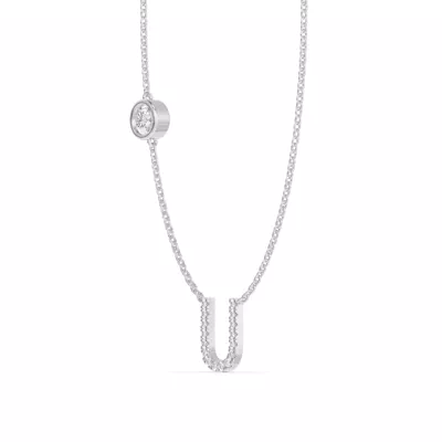 Bezel Lab Diamond Pavé Initial Necklace - U