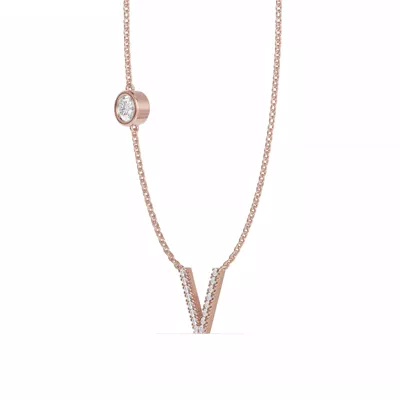 Bezel Lab Diamond Pavé Initial Necklace - V