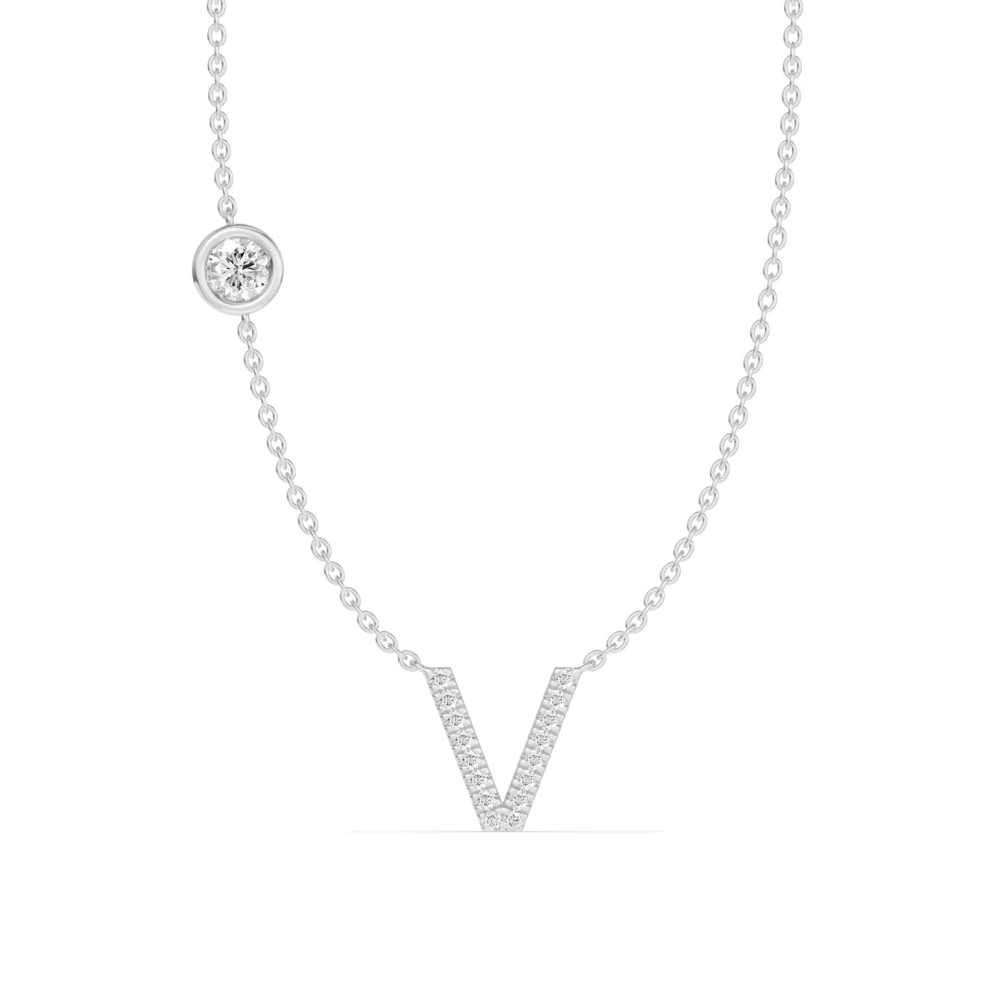 Personalized Initial 14K White Gold Engagement Ring