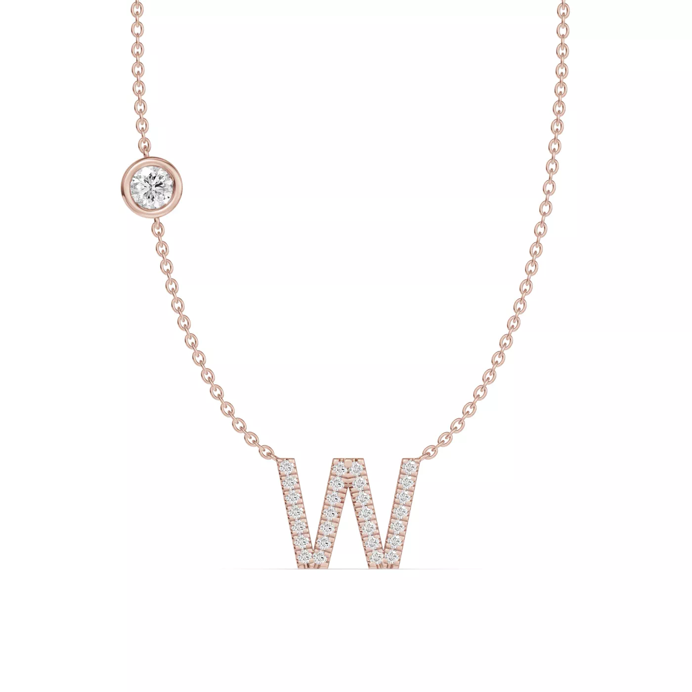 Personalized Initial 14K Rose Gold Engagement Ring
