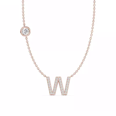 Bezel Lab Diamond Pavé Initial Necklace - W