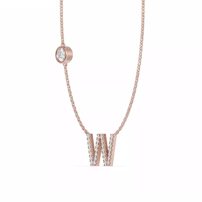 Bezel Lab Diamond Pavé Initial Necklace - W
