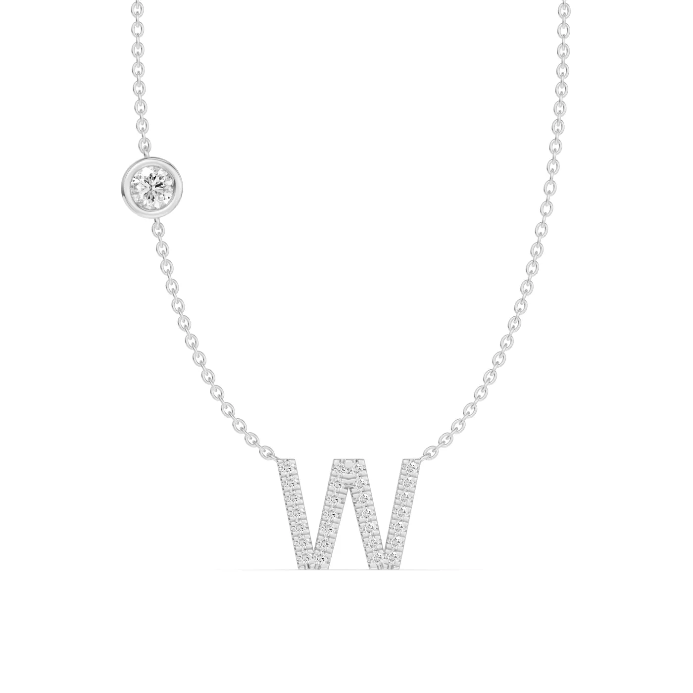 Personalized Initial 14K White Gold Engagement Ring