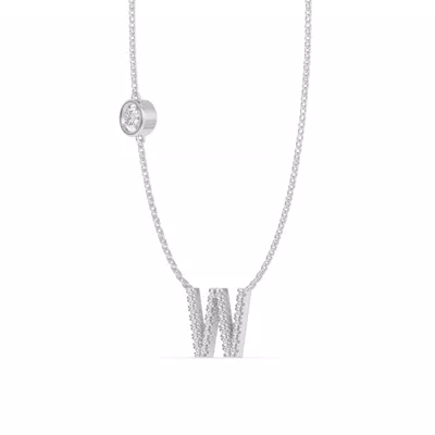 Bezel Diamond Pavé Initial Necklace - W