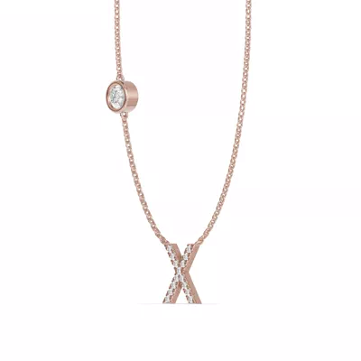 Bezel Lab Diamond Pavé Initial Necklace - X