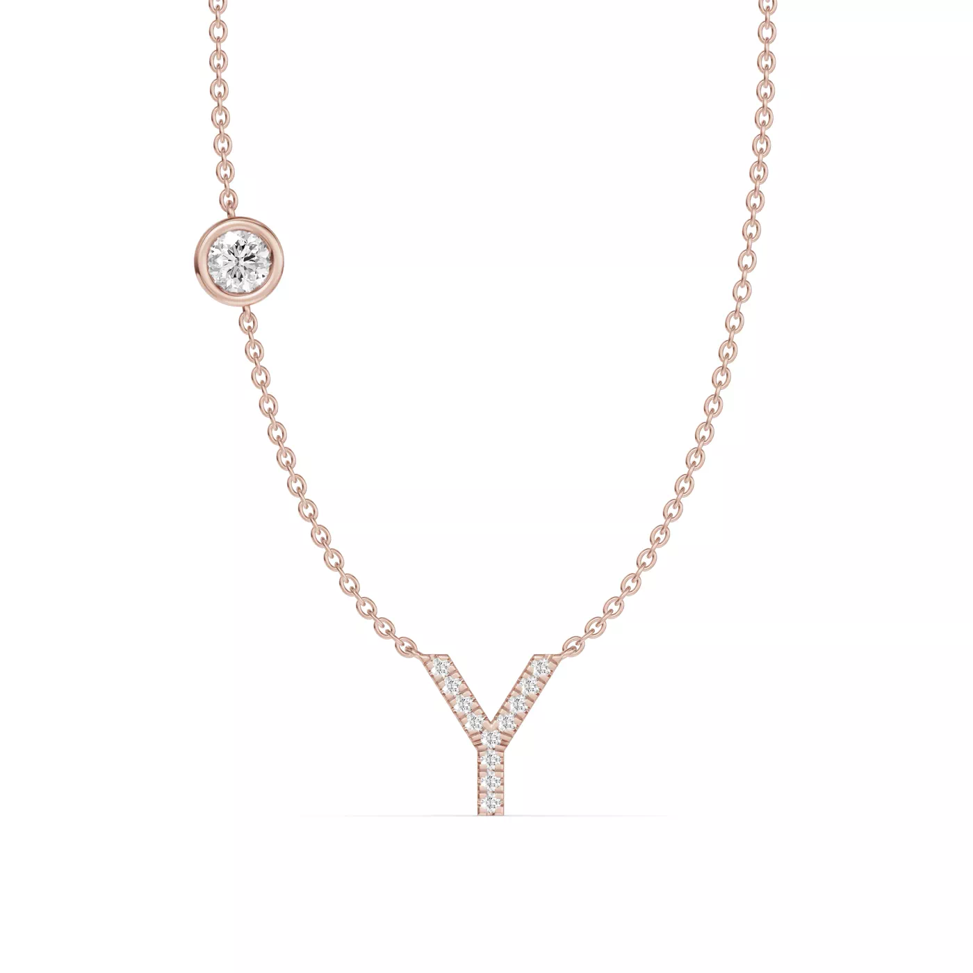 Personalized Initial 18K Rose Gold Engagement Ring