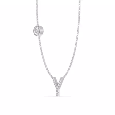 Bezel Lab Diamond Pavé Initial Necklace - Y