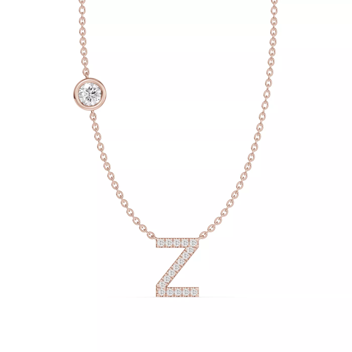 Personalized Initial 14K Rose Gold Engagement Ring