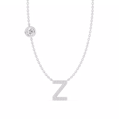 Bezel Diamond Pavé Initial Necklace - Z
