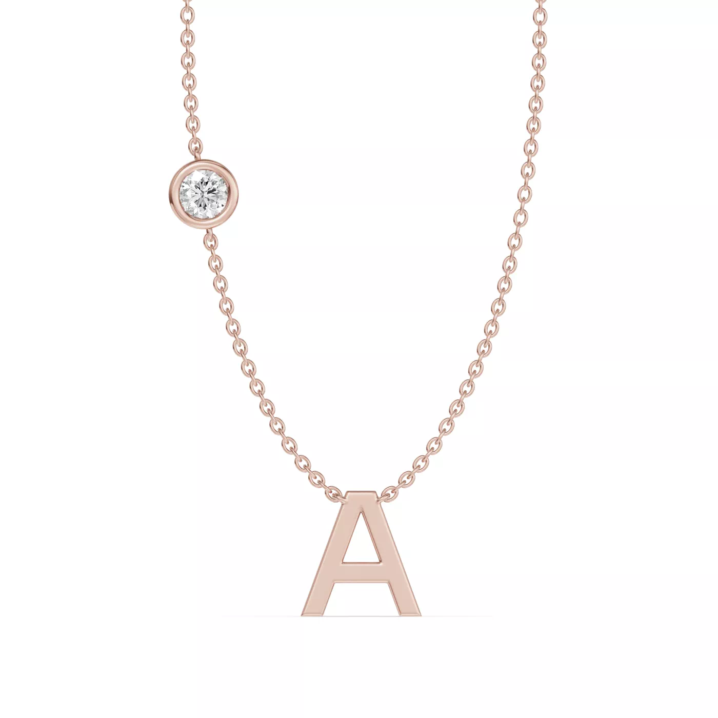 Personalized Initial 14K Rose Gold Engagement Ring
