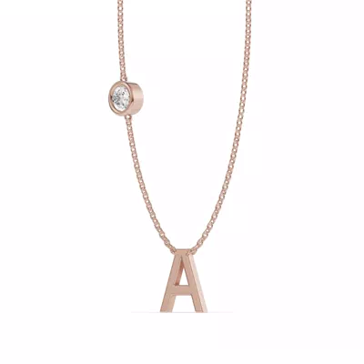 Bezel Lab Diamond Gold Initial Necklace - A