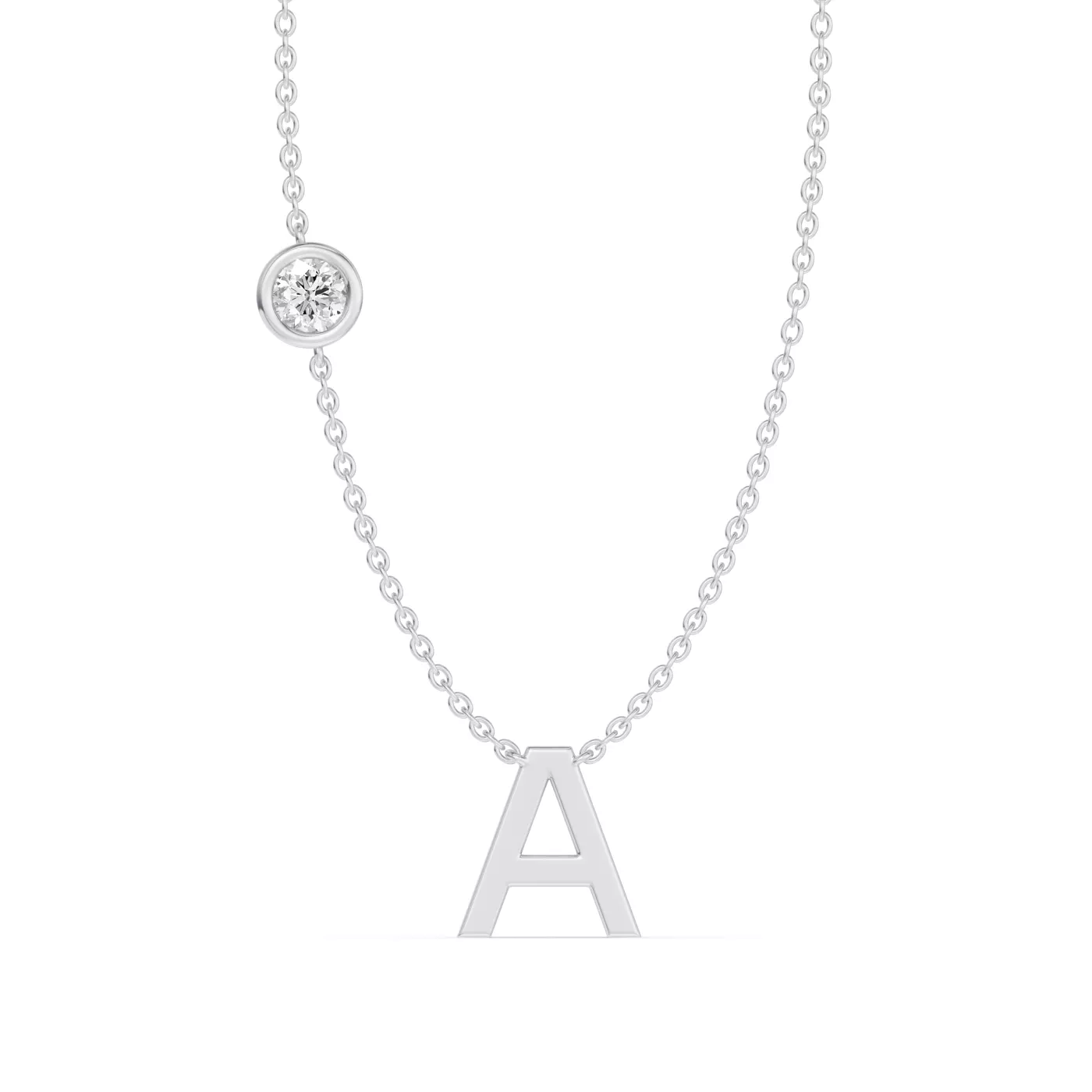 Personalized Initial 14K White Gold Engagement Ring