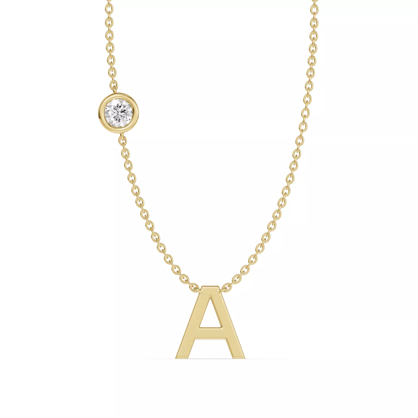 Personalized Initial 14K Yellow Gold Engagement Ring