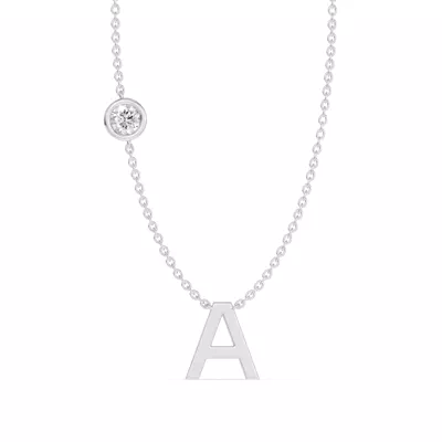 Bezel Lab Diamond Gold Initial Necklace - A