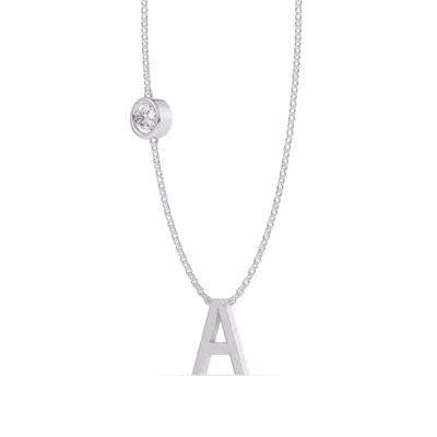 Bezel Lab Diamond Gold Initial Necklace - A