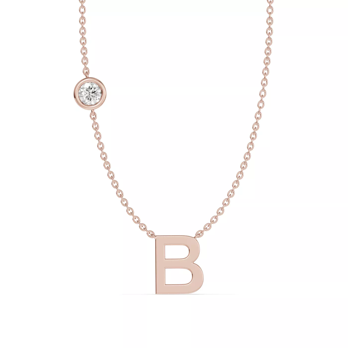 Personalized Initial 14K Rose Gold Engagement Ring