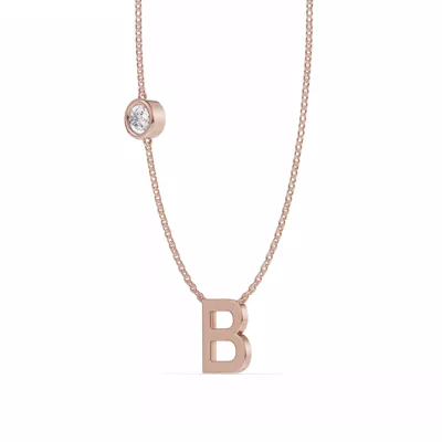 Bezel Lab Diamond Gold Initial Necklace - B