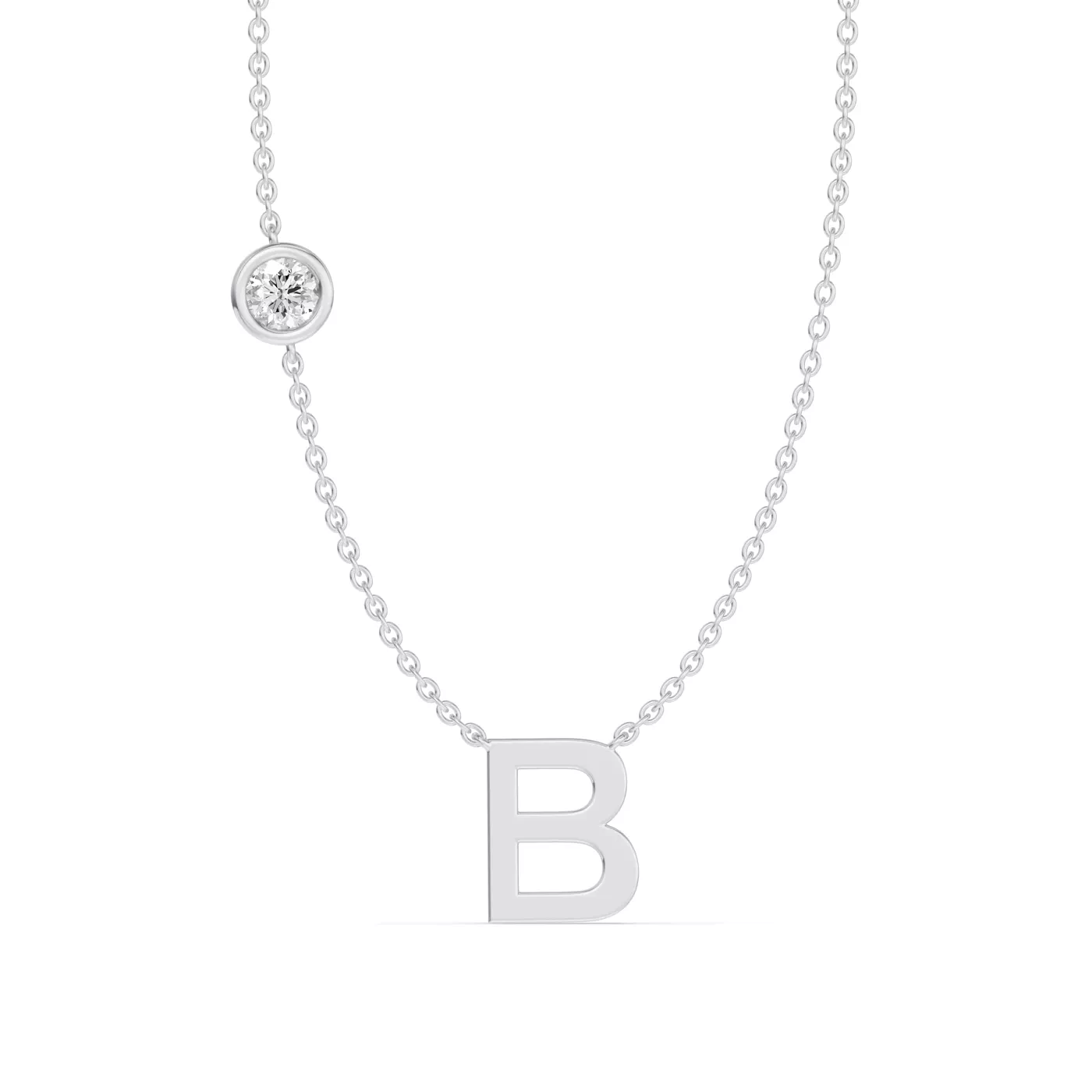 Personalized Initial 14K White Gold Engagement Ring