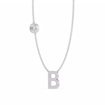 Bezel Diamond Gold Initial Necklace - B