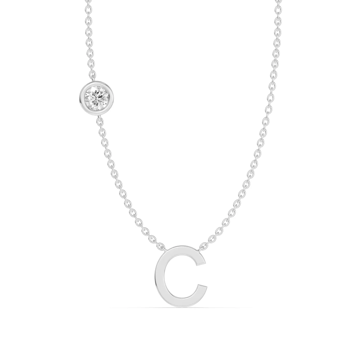 Personalized Initial 14K White Gold Engagement Ring