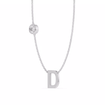 Bezel Lab Diamond Gold Initial Necklace - D