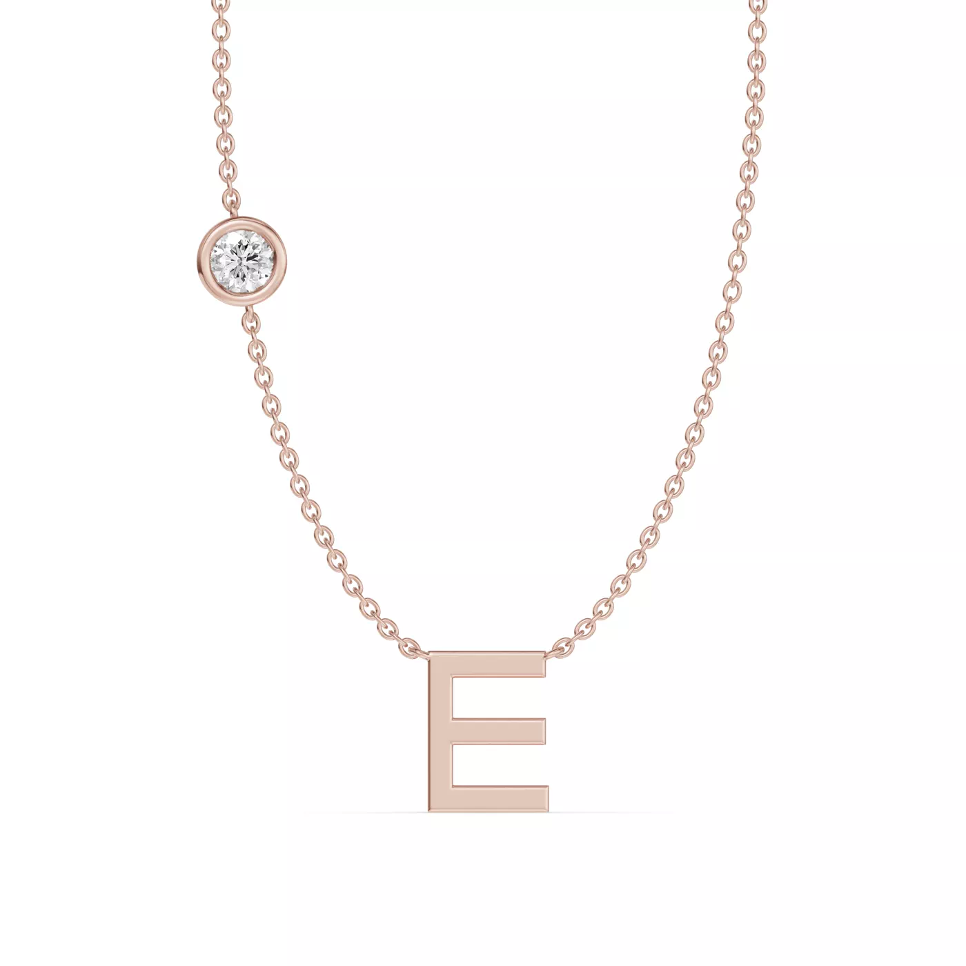 Personalized Initial 14K Rose Gold Engagement Ring